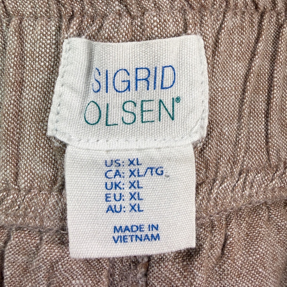 Sigrid Olsen Warm Taupe Linen Blend Wide Leg Palazzo Pants Cropped Pull On XL πΏβ¨ - Picture 2 of 9